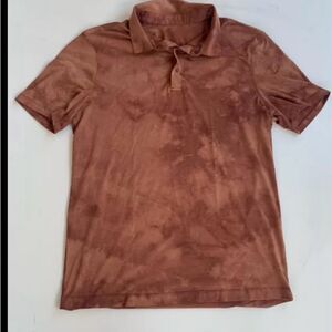 Lululemon Evolution Polo Shirt Men Medium ? Brown Tie Dye Short Sleeve Quick Dry